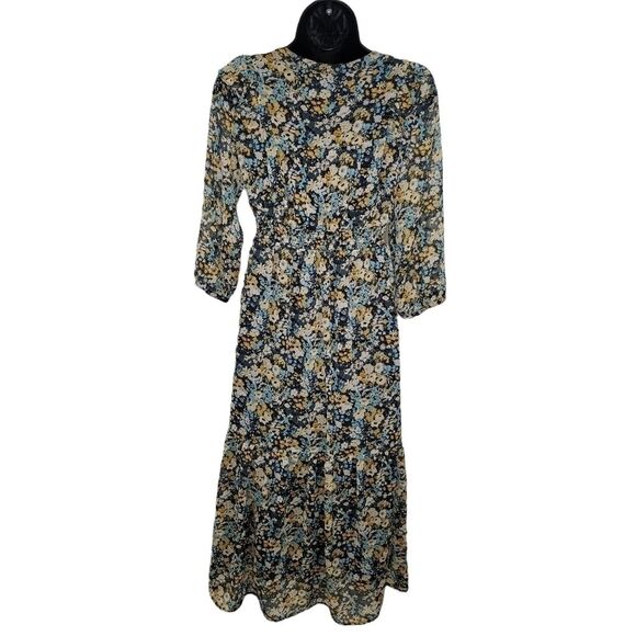 Loft floral ruffle neck cottagecore midi dress size xs - Picture 2 of 9